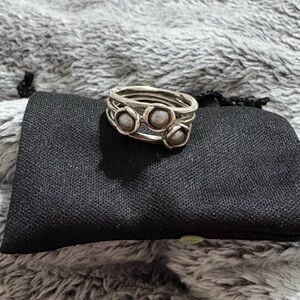 Pandora 925 Sterling Silver Ring with Flower Accents